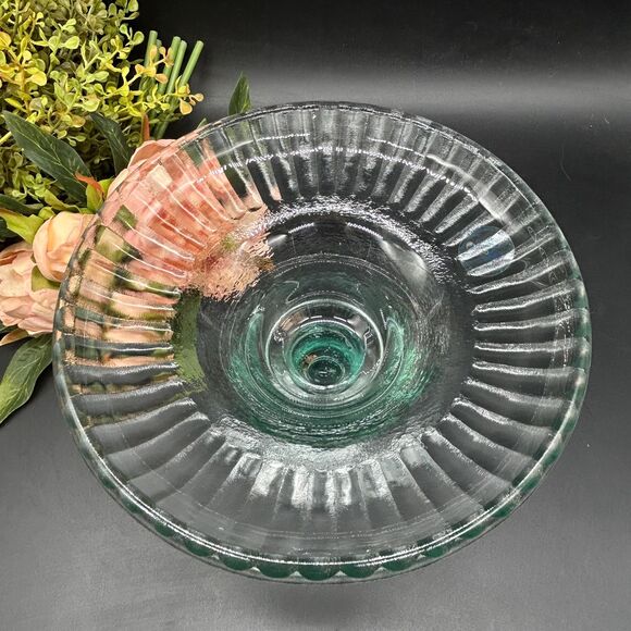 Recycled Glass Compote Ecoglass made in Spain Clear Greenish blue glass. - Picture 2 of 4